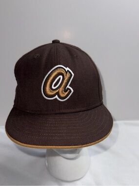 Brown Baseball Cap with Gold 'a' Logo